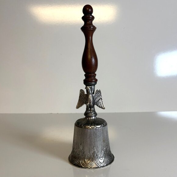Freedom Eagle Hand Bell Patriotic Metal and Wooden Handle 1970s Vintage 10.5" - Picture 1 of 8